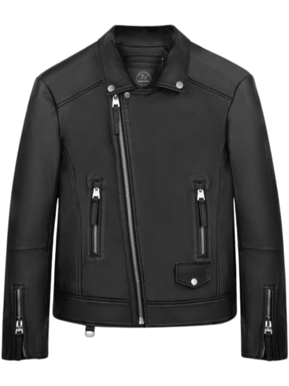 Men’s Black Oil Leather Biker Motorcycle Jacket Classic Moto Outerwear